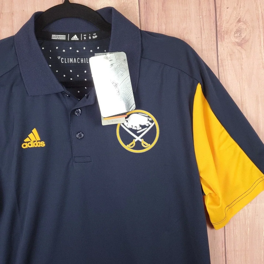 Buffalo Sabres adidas Polo Shirt Mens Sz Small‎ Loose Fit NEW NWT